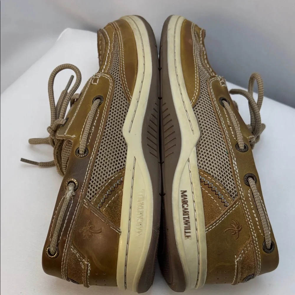 Margaritaville Men's Sz10 Tan Anchor/Deck Leather‎ Casual Shoes